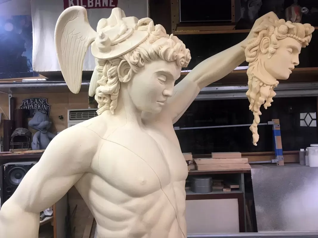 Custom foam sculpture of Perseus with Medusa